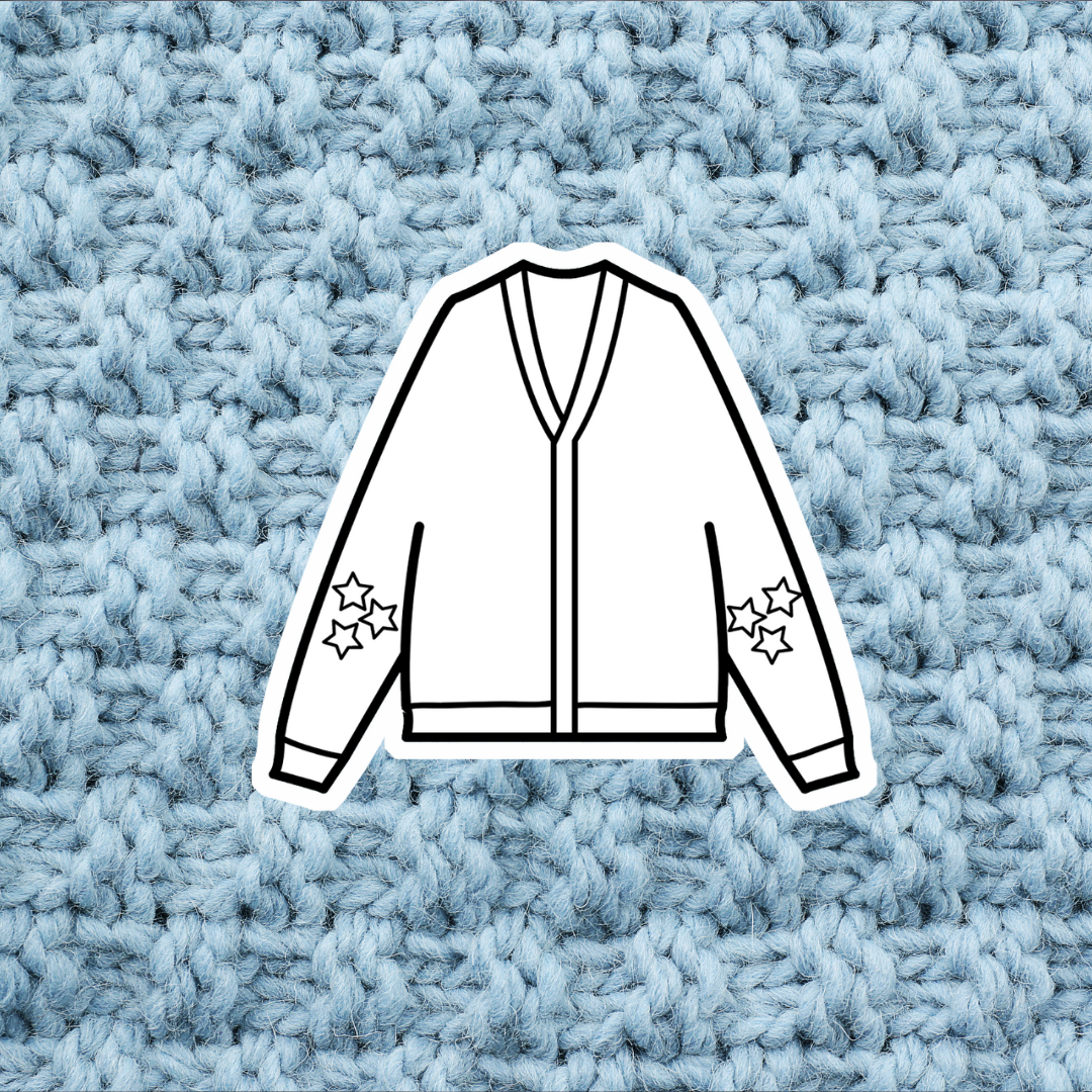 Cardigan Colorable Sticker - Vinyl Sticker YOU Color