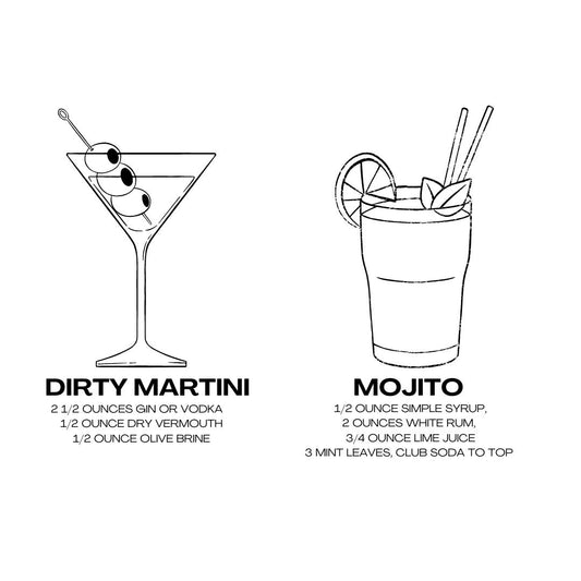 Classic Cocktails - Color As You Drink Wall Poster/Print Room Decoration