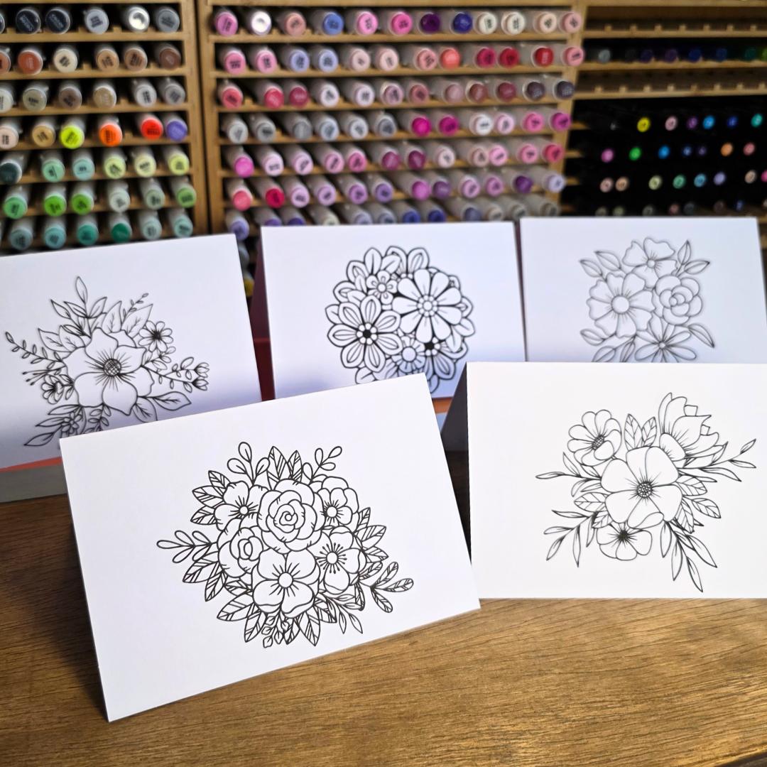 Floral Card Set - Cards YOU Color