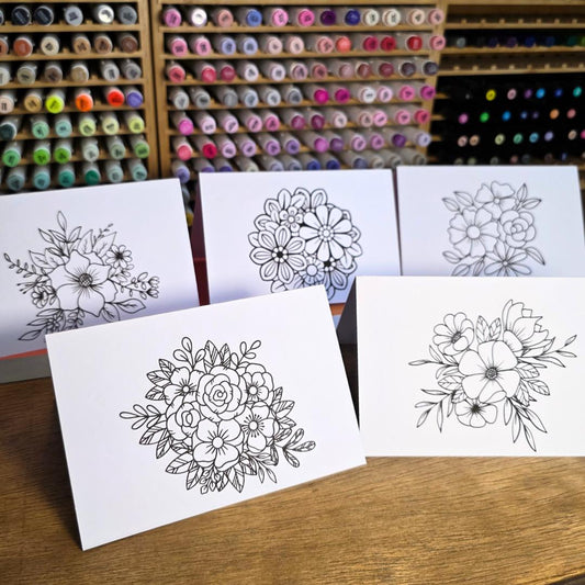 Floral Card Set - Cards YOU Color