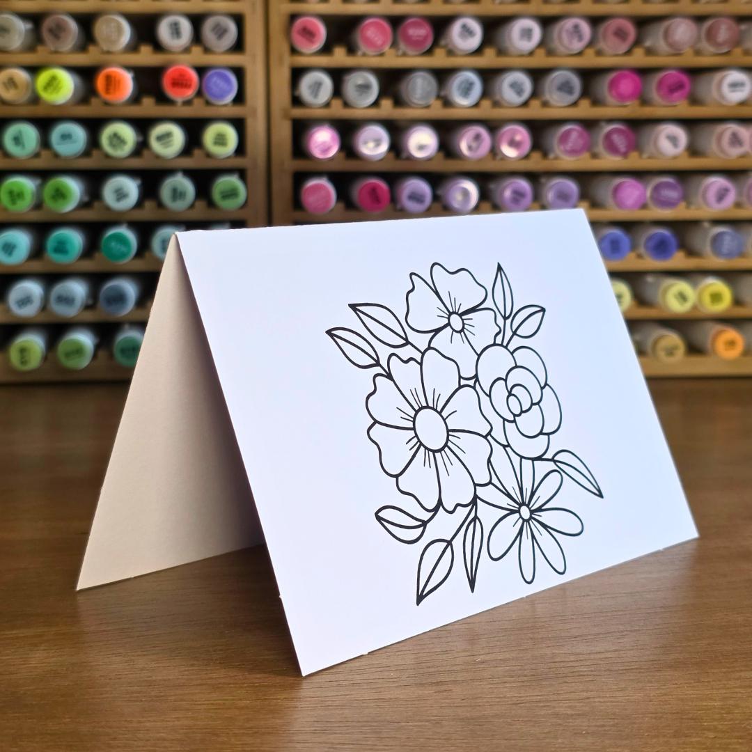 Floral Card Set - Cards YOU Color