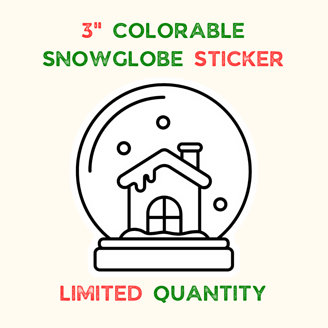Limited Edition Snow Globe Colorable Sticker 5 Pack