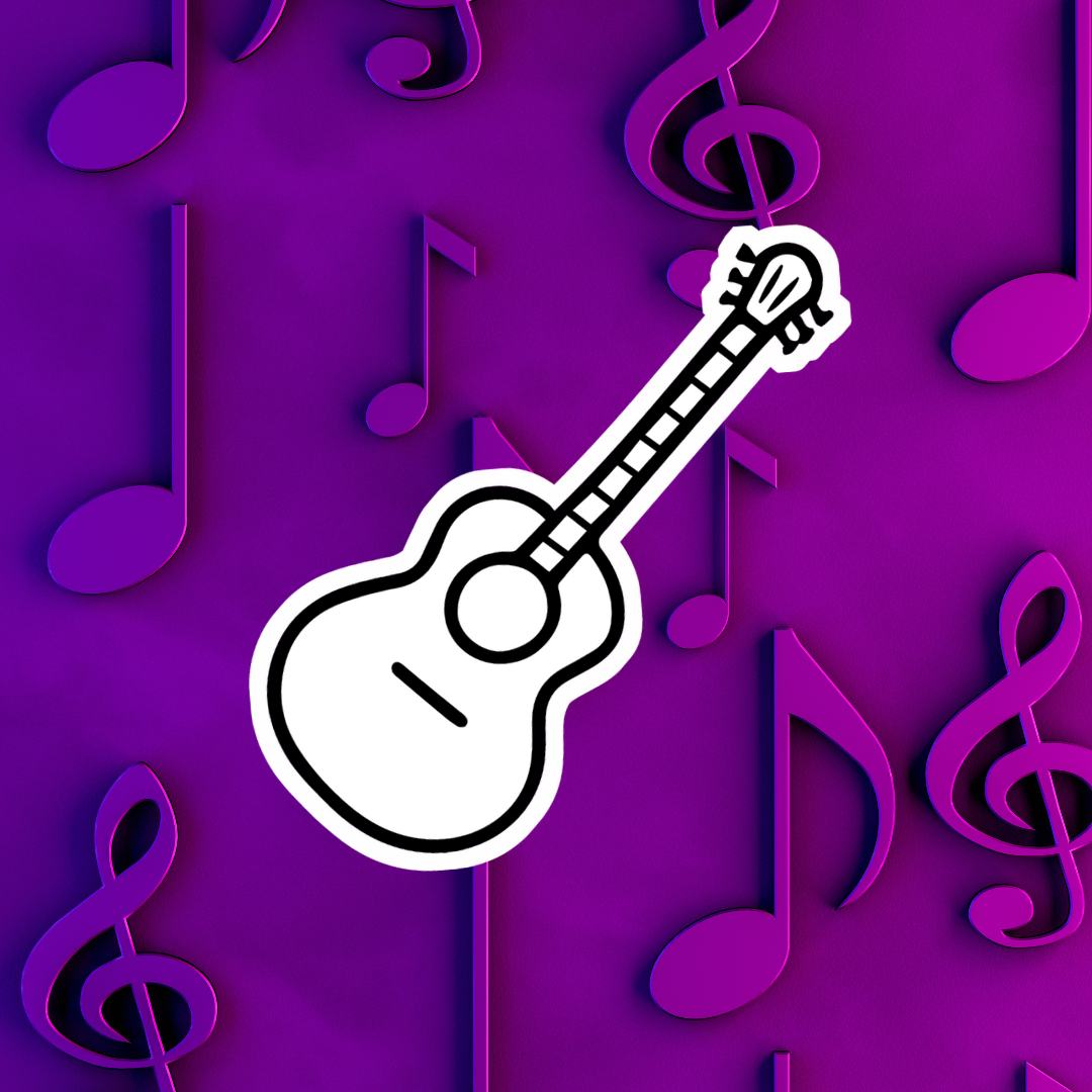 Guitar Colorable Sticker - Vinyl Sticker YOU Color