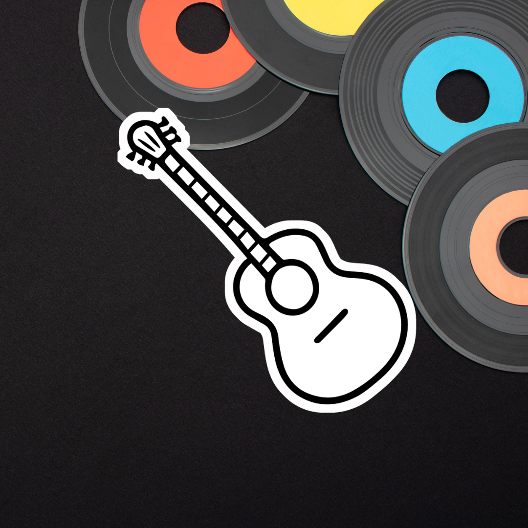 Guitar Colorable Sticker - Vinyl Sticker YOU Color