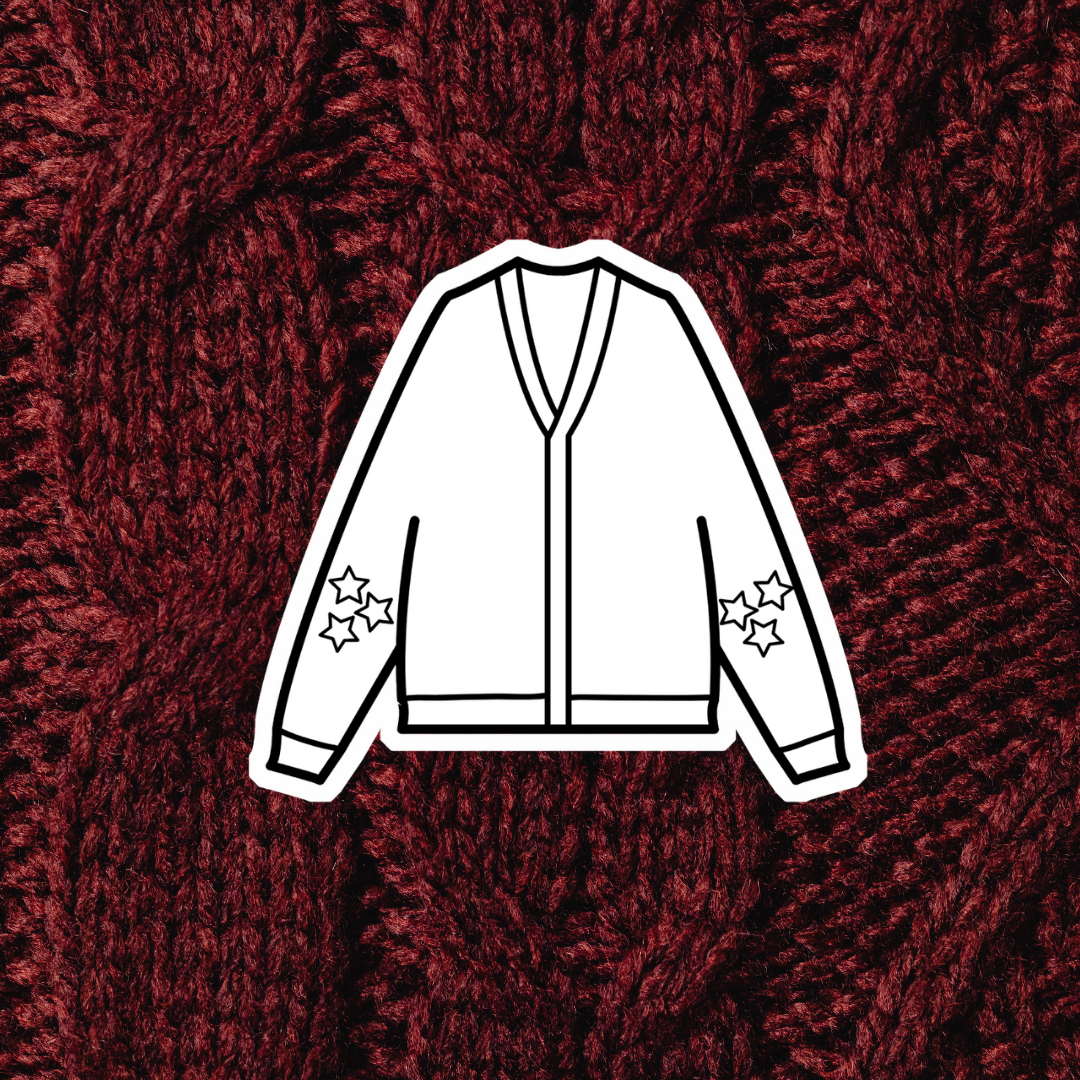 Cardigan Colorable Sticker - Vinyl Sticker YOU Color