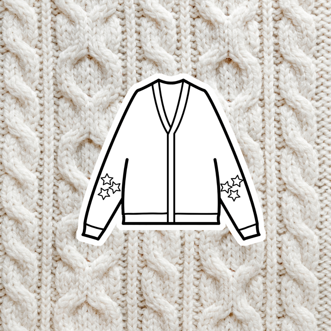 Cardigan Colorable Sticker - Vinyl Sticker YOU Color