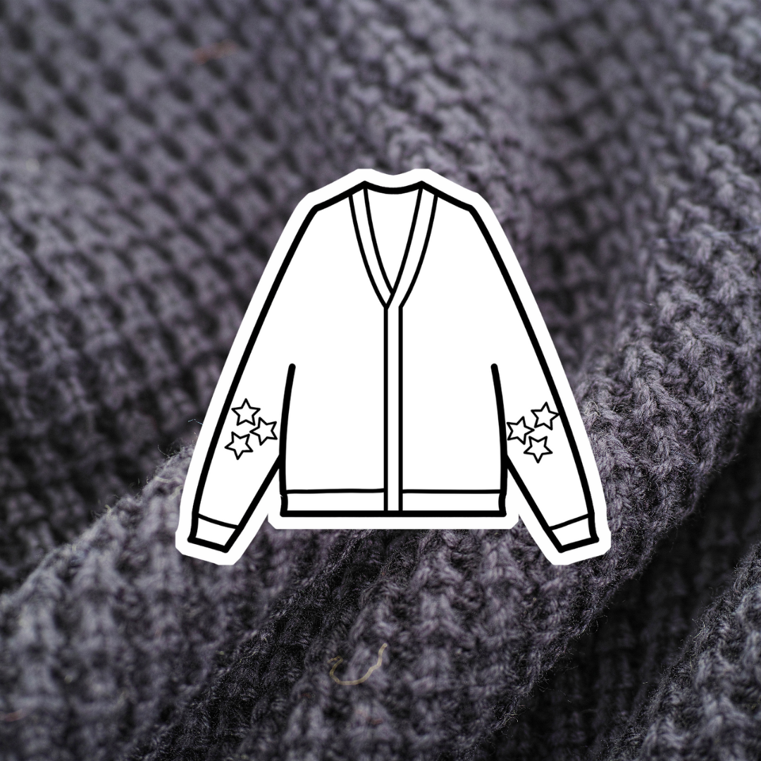 Cardigan Colorable Sticker - Vinyl Sticker YOU Color