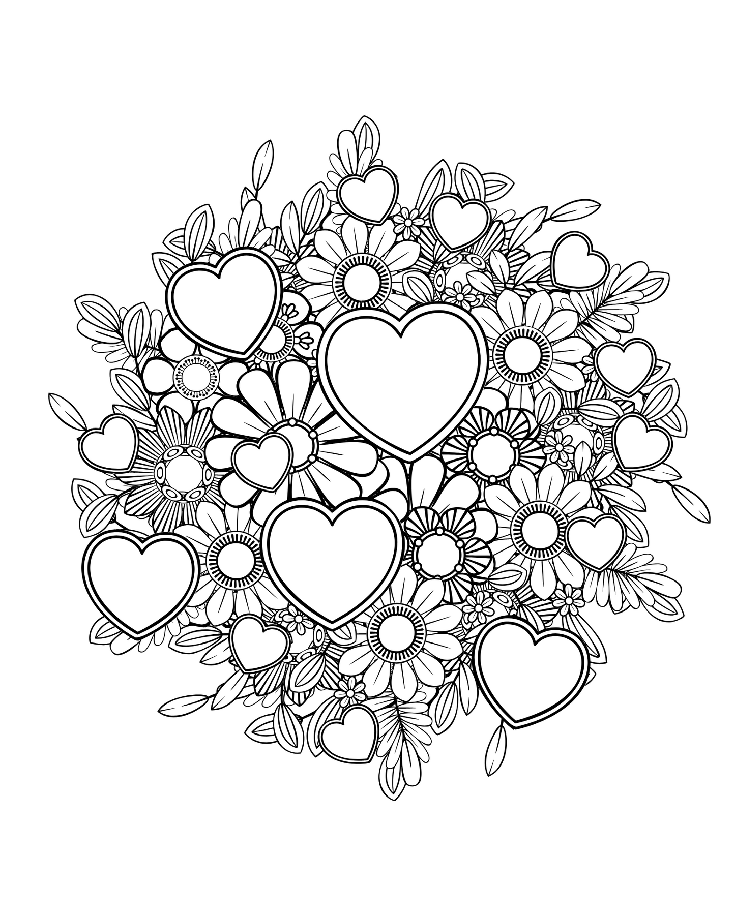 Hearts Coloring Book