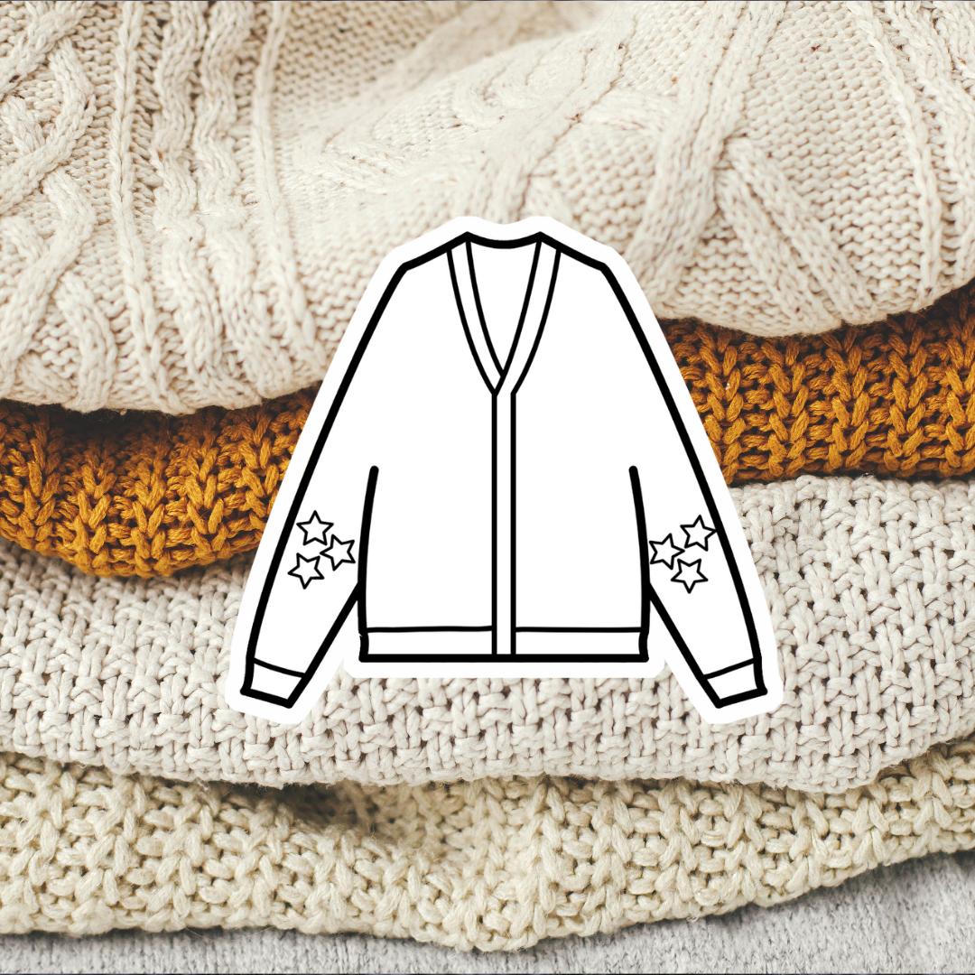 Cardigan Colorable Sticker - Vinyl Sticker YOU Color