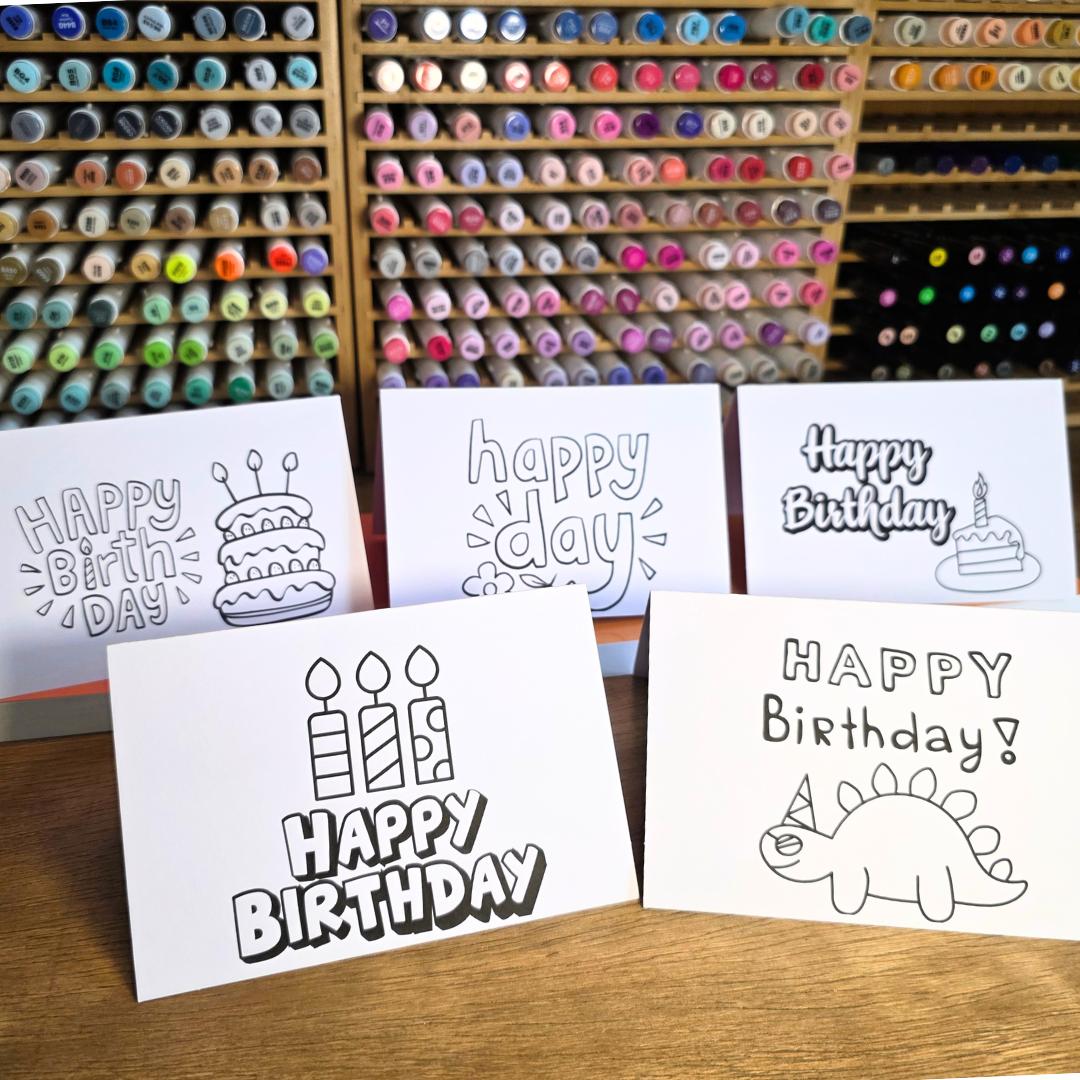 Happy Birthday Card Set - Cards YOU Color