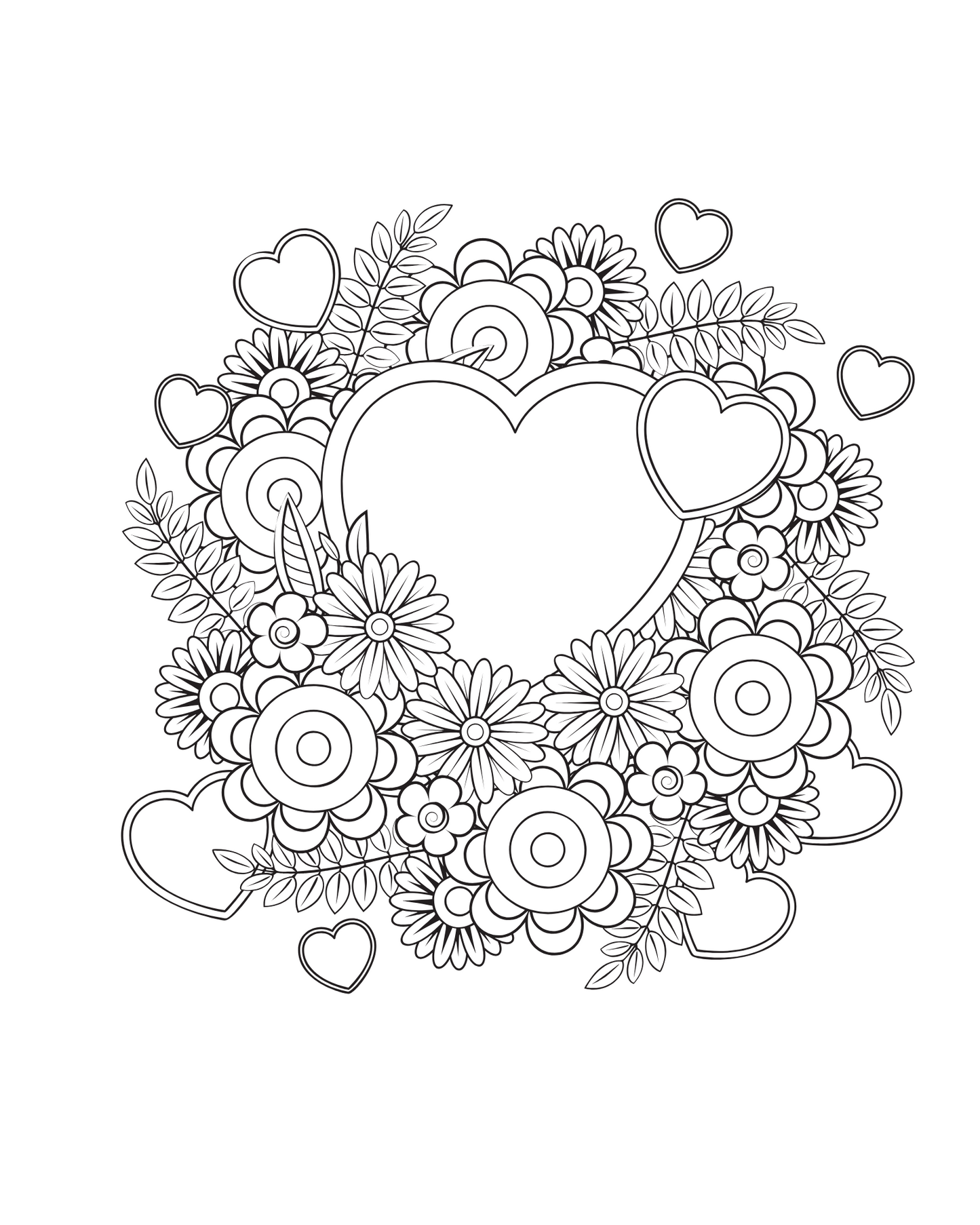 Hearts Coloring Book