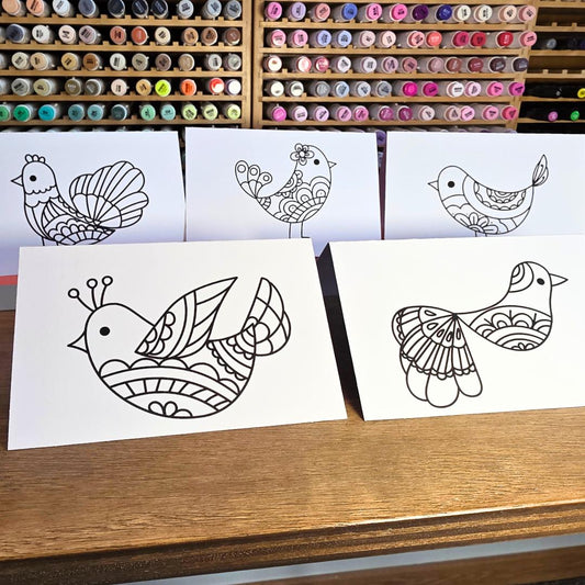 Birds Card Set - Cards YOU Color
