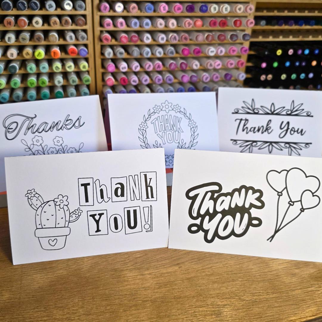 Thank You Card Set - Cards YOU Color