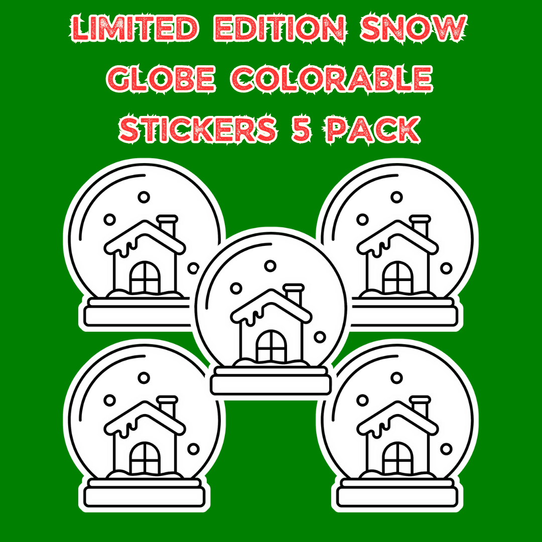 Limited Edition Snow Globe Colorable Sticker 5 Pack