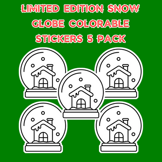 Limited Edition Snow Globe Colorable Sticker 5 Pack