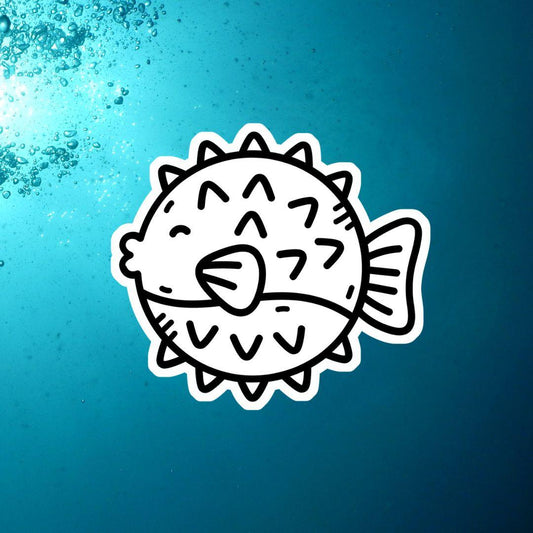 Puffer Fish Colorable Sticker - Vinyl Sticker YOU Color