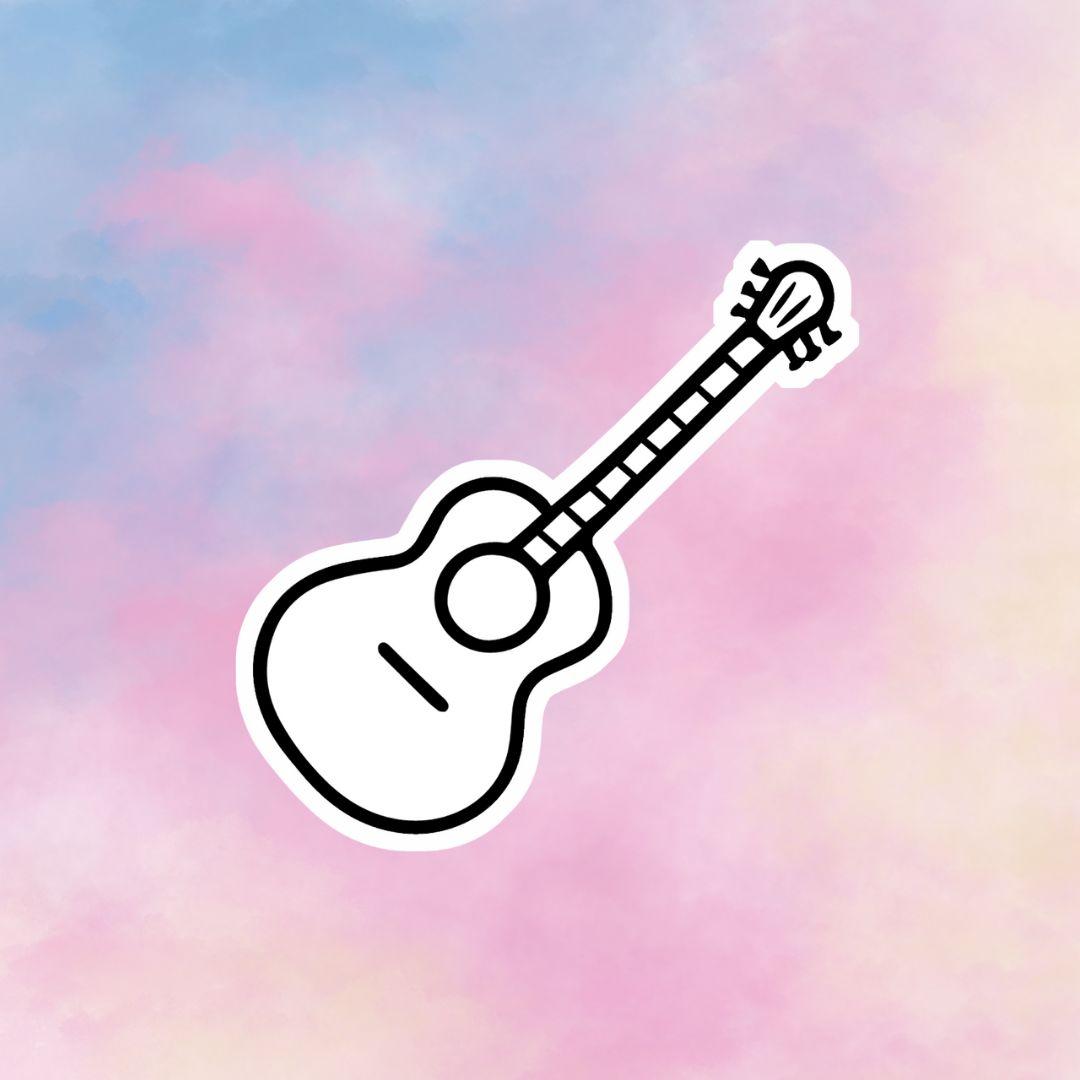 Guitar Colorable Sticker - Vinyl Sticker YOU Color