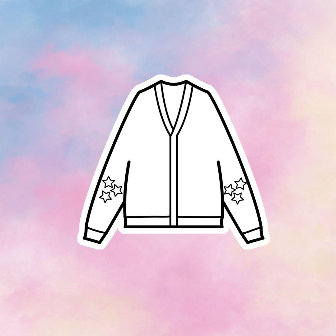 Cardigan Colorable Sticker - Vinyl Sticker YOU Color