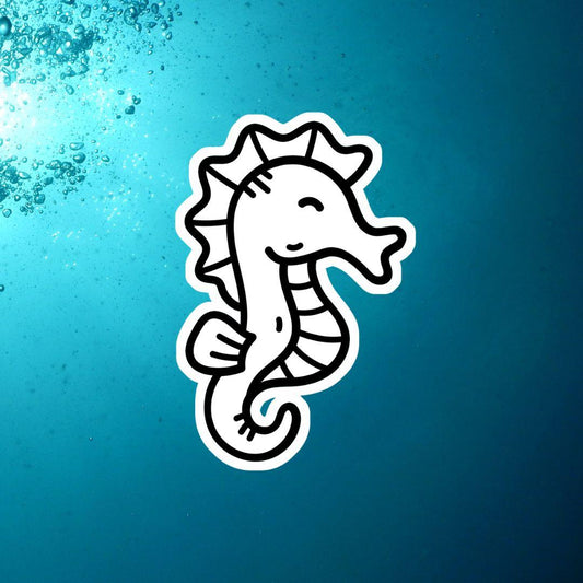 Seahorse Colorable Sticker - Vinyl Sticker YOU Color